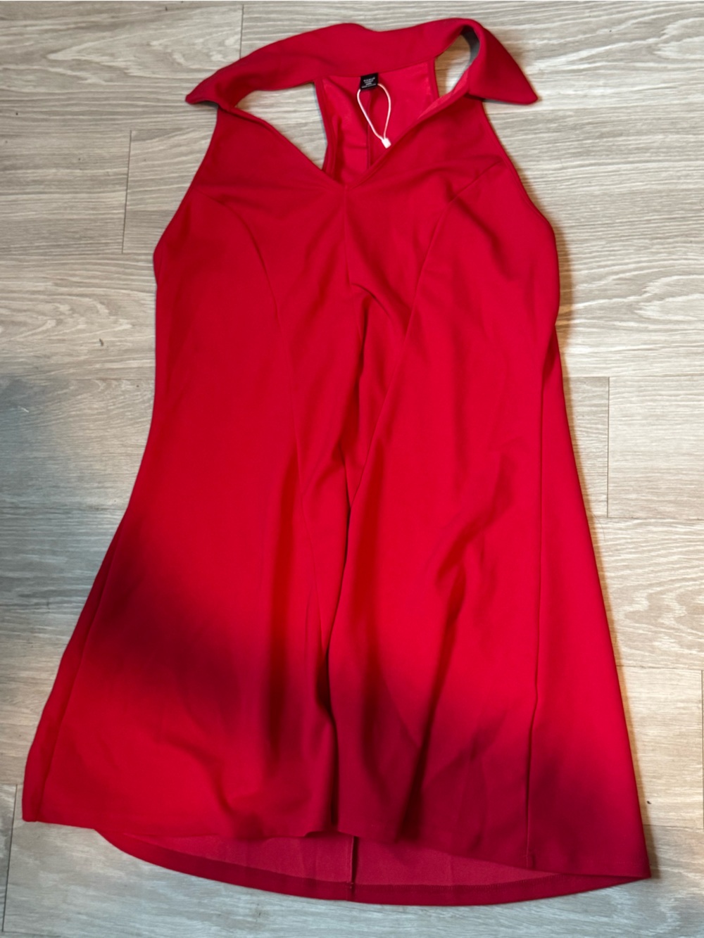 Red Halter Jumpsuit with V-Neckline